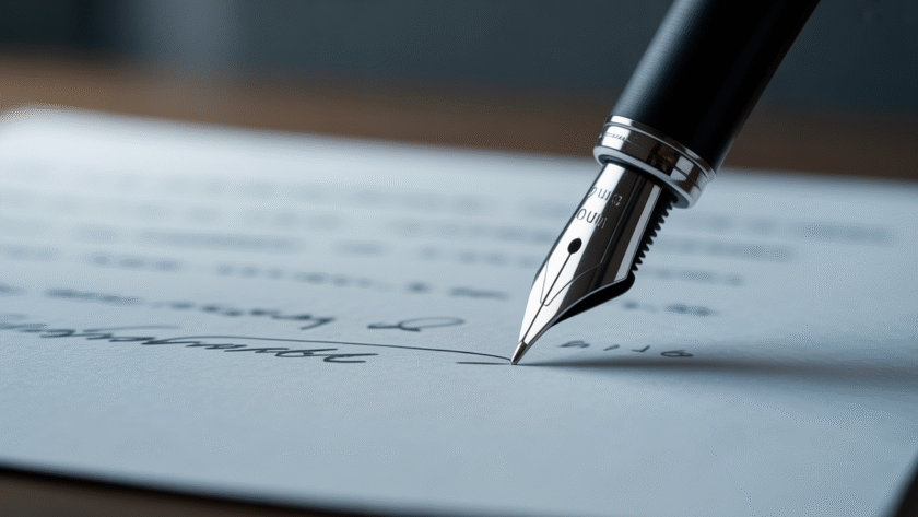Pen writing on paper representing professional editing services