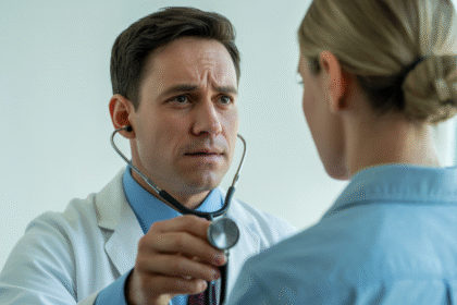 Doctor examining patient in urgent care