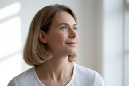 Hopeful woman over 40 symbolizing fertility and natural IVF journey