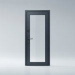 A modern, sleek custom security door with a robust handle, set against a clean background, symbolizing advanced home and business protection.